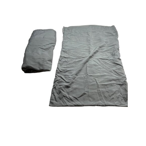 Twin Size Gray Flat Sheet & Pillowcase Set 91j - Picture 1 of 3